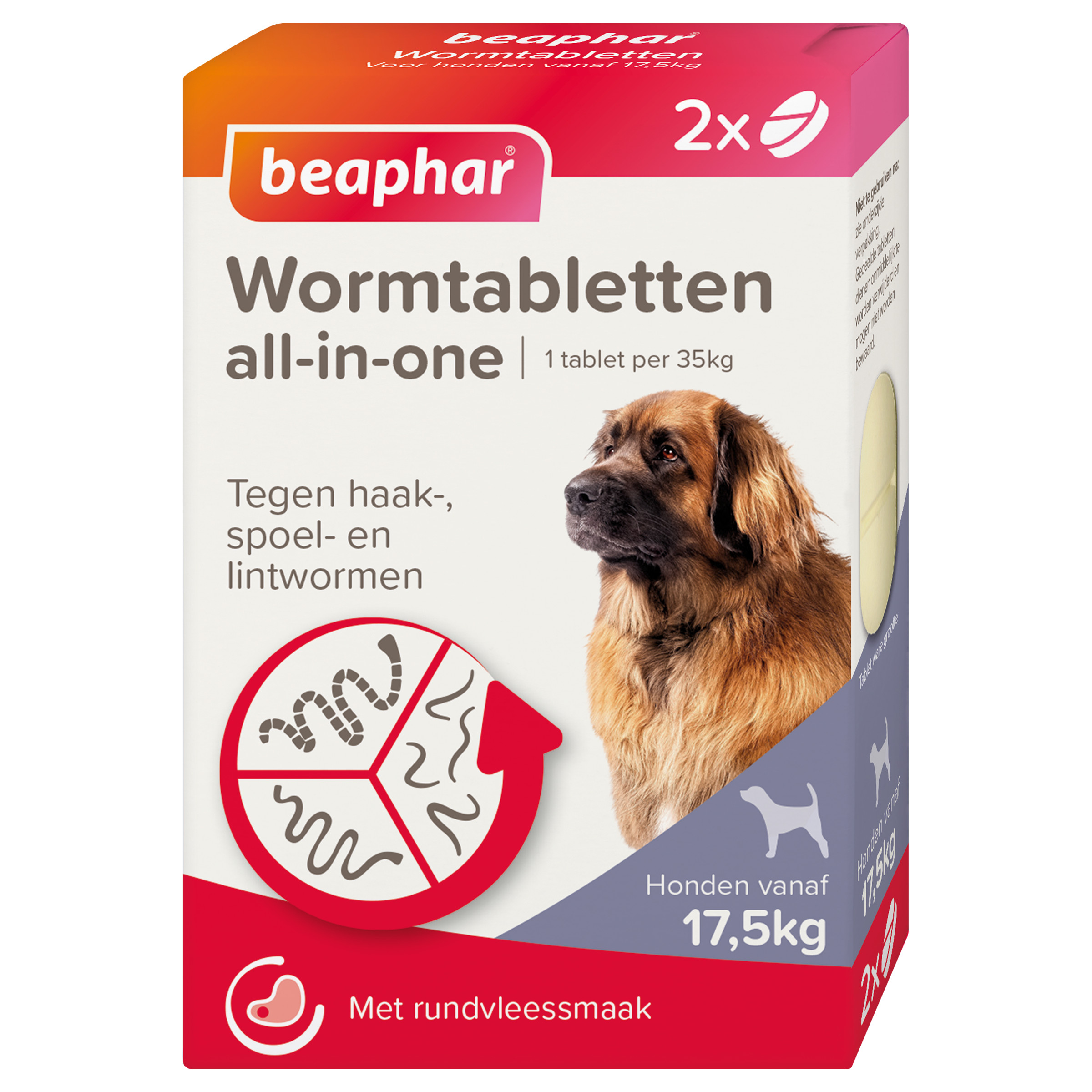 Afbeelding van 2 Tabl. Beaphar Wormmiddel all-in-one (17,5 - 70 kg) hond