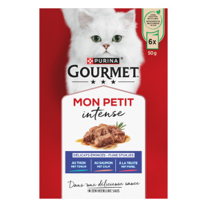 Gourmet Mon Petit Intense met tonijn, zalm en forel natvoer kat 8 x (6 x 50 g)