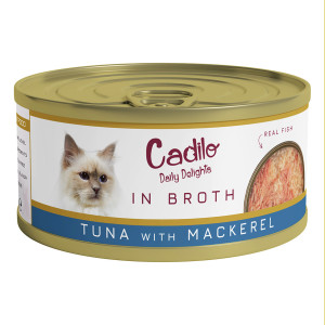 Cadilo Daily Delights - tonijn met makreel in bouillon - natvoer kat (70 g) 1 verpakking (6 x 70g)