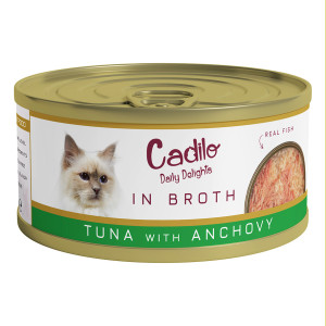 Cadilo Daily Delights - tonijn met ansjovis in bouillon - natvoer kat (70 g) 1 verpakking (6 x 70g)