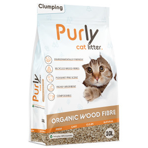 Purly Organic klontvormende houtvezel kattenbakvulling 4 x 10 liter