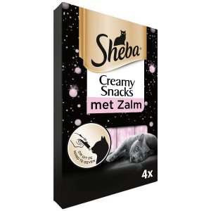 Sheba Creamy Snacks met zalm kattensnack (4 st) Per 6