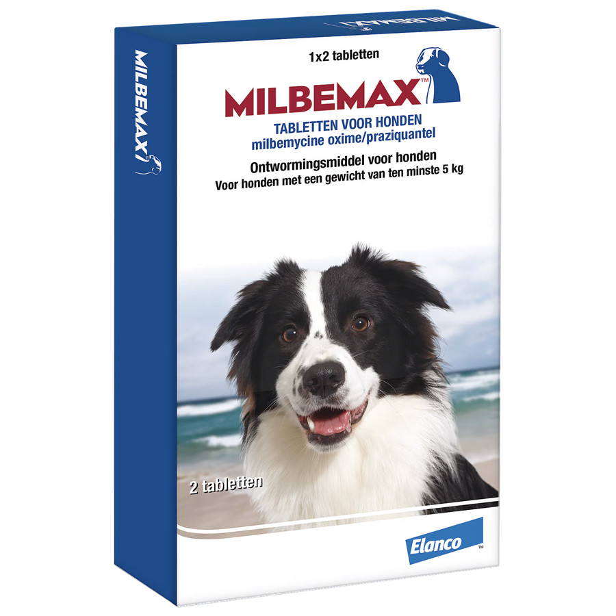 Milbemax ontwormingstabletten hond vanaf 5 kg 8 tabletten