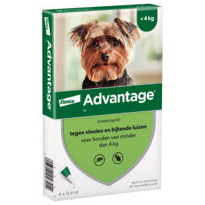 Advantage Nr. 40 vlooienmiddel (tot 4kg) hond 5 verpakkingen