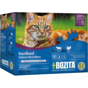 Bozita Indoor & Sterilised vlees stukjes in gelei multipack natvoer kat 24 x 85 g