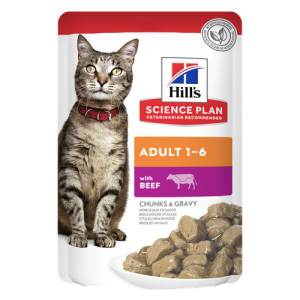 Hill&apos;s Adult nat kattenvoer met rund maaltijdzakje multipack 2 trays (24 x 85 g)