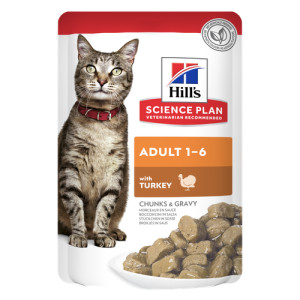 Hill&apos;s Adult nat kattenvoer met kalkoen maaltijdzakje multipack 2 trays (24 x 85 g)