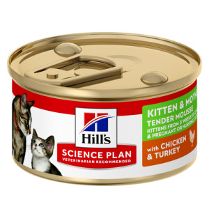 Hill&apos;s Kitten & Mother Tender Mousse nat kattenvoer met kip en kalkoen blik 1 tray (24 x 85 g)