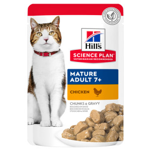 Hill&apos;s Mature Adult 7+ nat kattenvoer met kip maaltijdzakje multipack 4 trays (48 x 85 g)