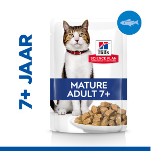 Hill&apos;s Mature Adult 7+ nat kattenvoer met zeevis maaltijdzakje multipack 4 trays (48 x 85 g)